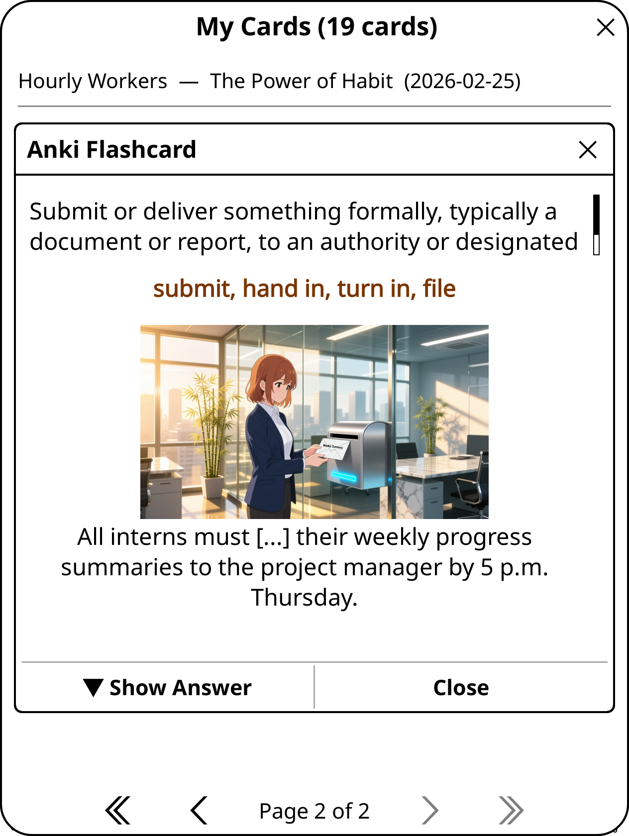 Front of the flashcard (question side)