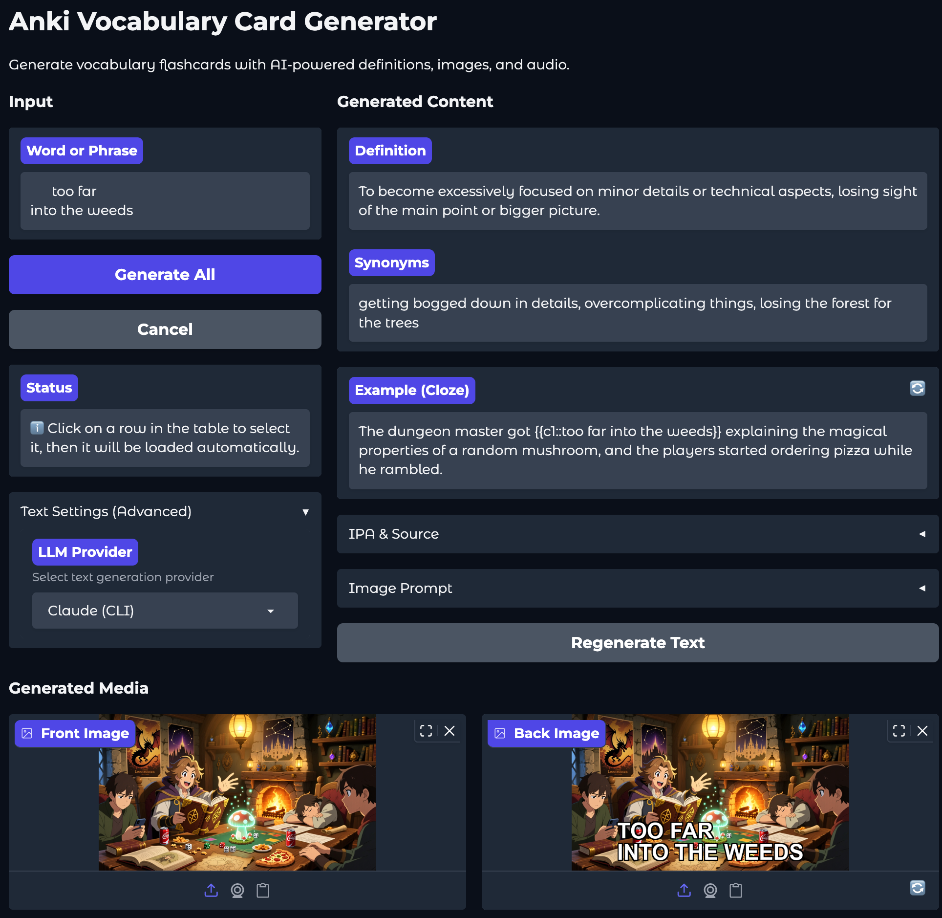 App generating "too far into the weeds" flashcard