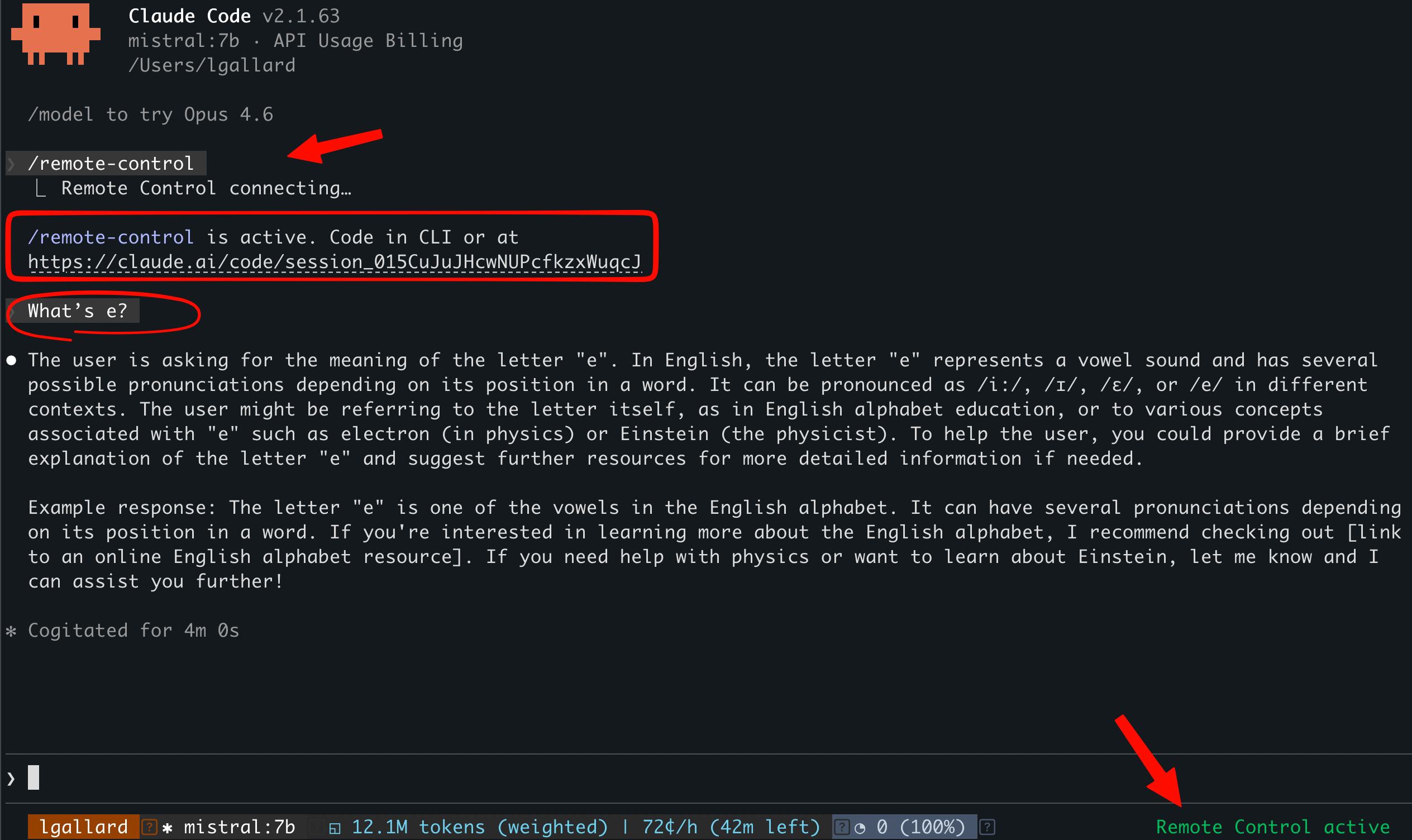 Remote Control active with Ollama inference