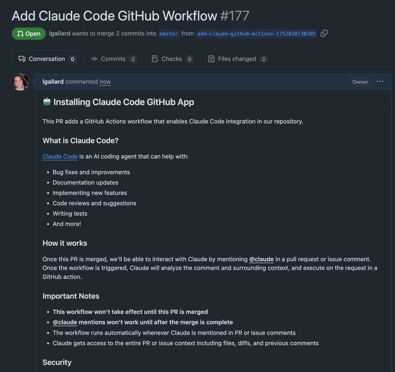 Claude GitHub PR