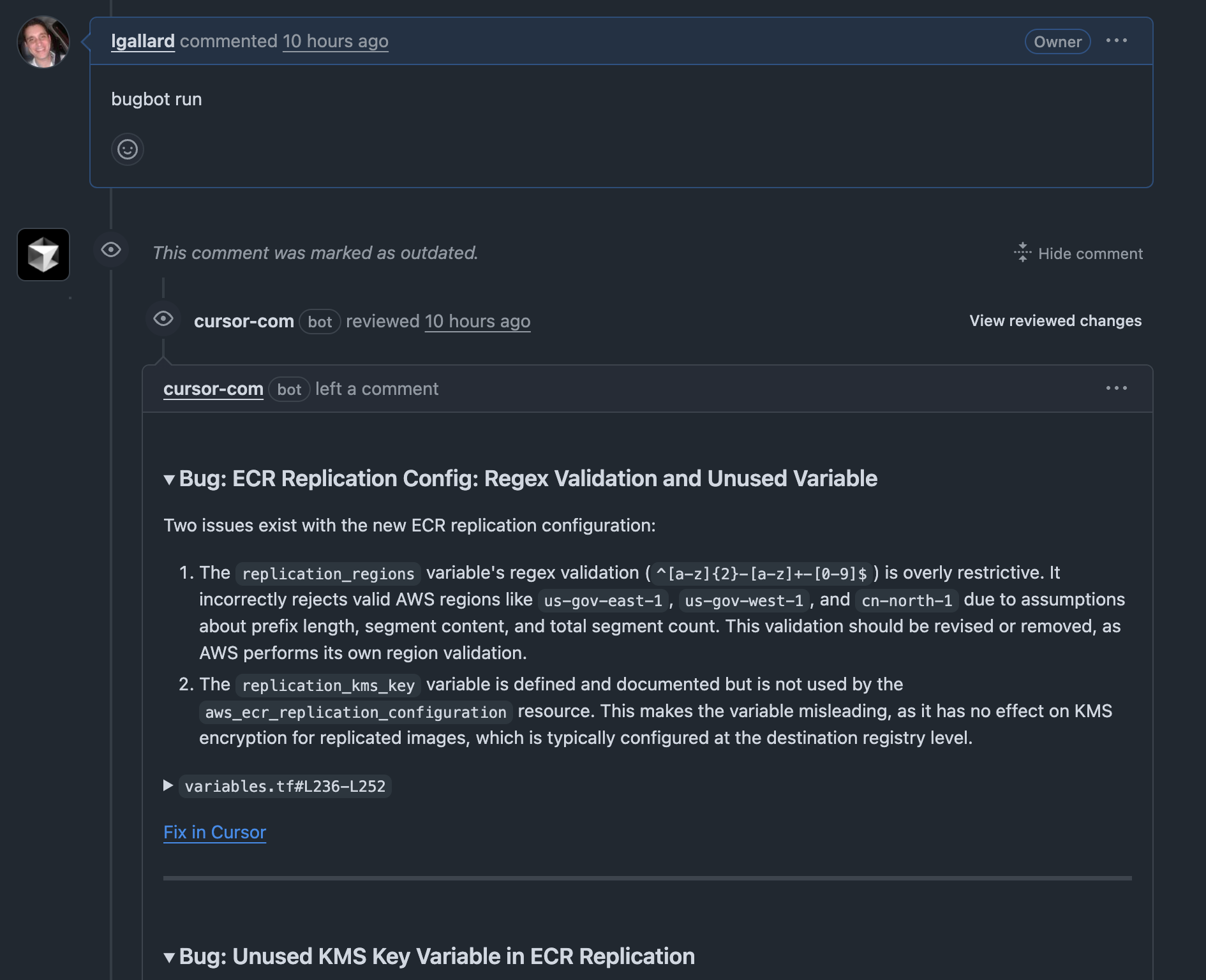 BugBot detailed bug report