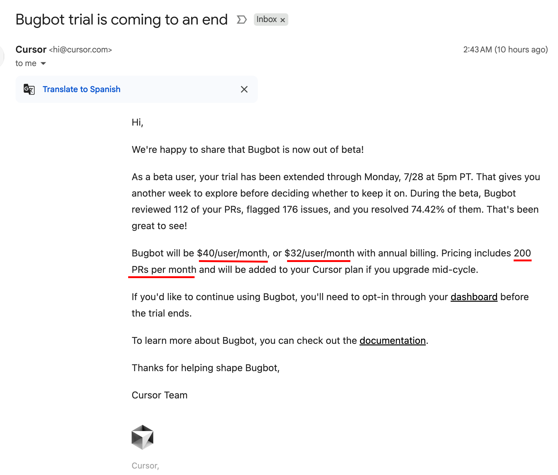 Fin del trial de BugBot